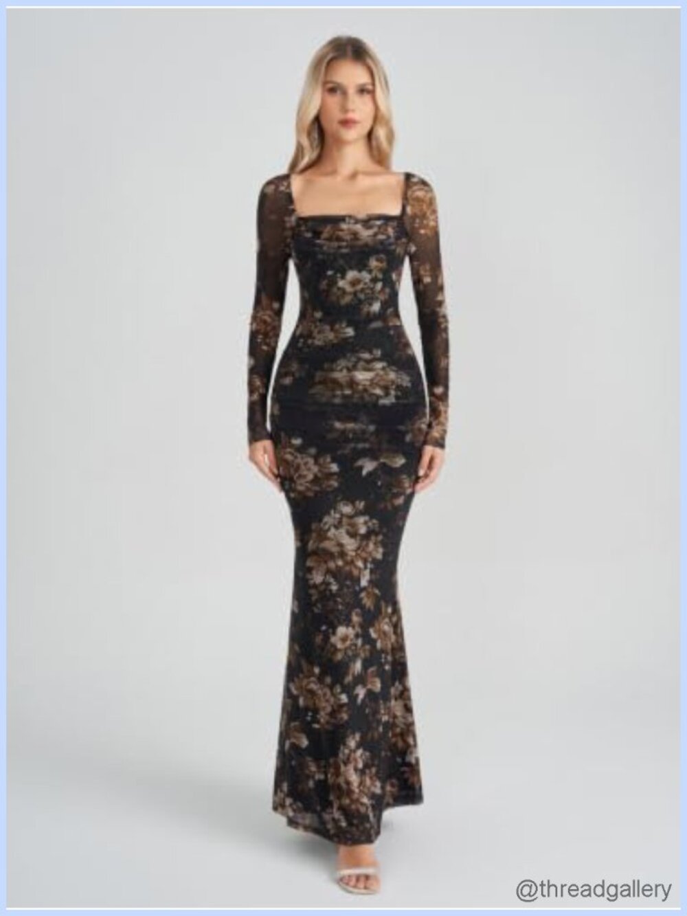 Long Sleeve Corset Maxi Dress Formal Wedding Guest Bodycon Mesh - Picture 4 of 5